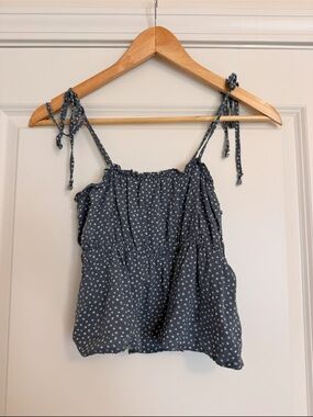 LA Hearts PacSun Blue Floral Tie Strap Babydoll Tank Top XS